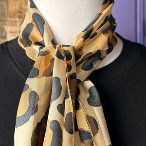 Sheer Leopard Print Chiffon Scarf